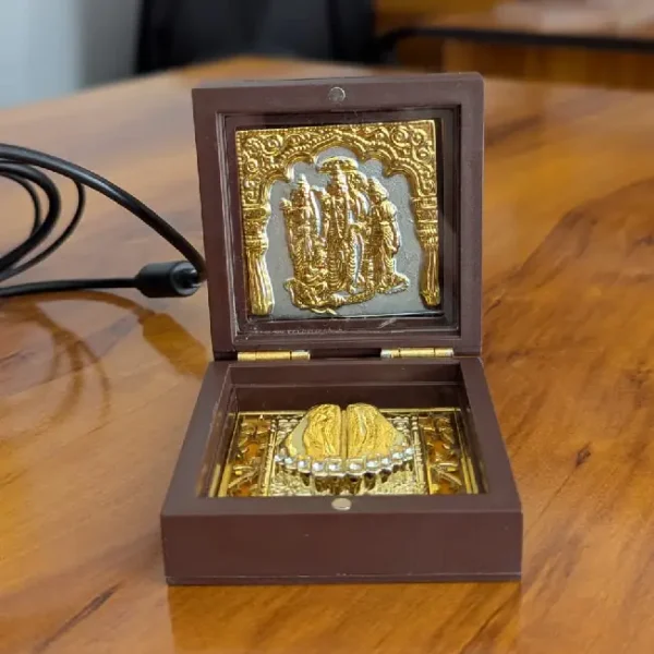 Gold Plated Ram Darbar Charan Paduka Pooja Box